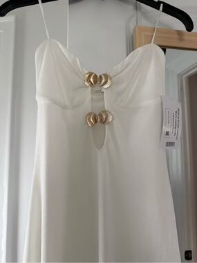 12th Tribe White maxi Dress with Gold Accent